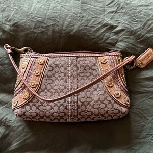 Coach Brown and Tan Signature Wristlet